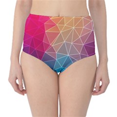 Multicolored Geometric Origami Idea Pattern Classic High-waist Bikini Bottoms