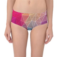 Multicolored Geometric Origami Idea Pattern Mid-waist Bikini Bottoms