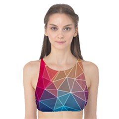 Multicolored Geometric Origami Idea Pattern Tank Bikini Top