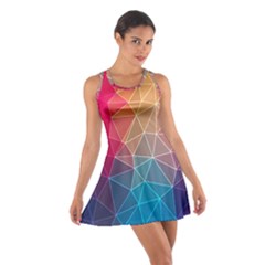 Multicolored Geometric Origami Idea Pattern Cotton Racerback Dress