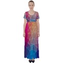 Multicolored Geometric Origami Idea Pattern High Waist Short Sleeve Maxi Dress View1