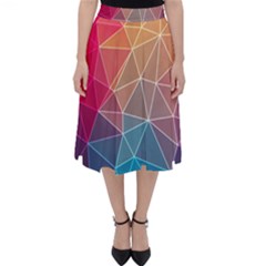 Multicolored Geometric Origami Idea Pattern Classic Midi Skirt