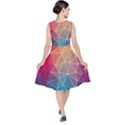 Multicolored Geometric Origami Idea Pattern V-Neck Midi Sleeveless Dress  View2