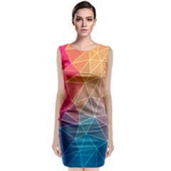 Multicolored Geometric Origami Idea Pattern Classic Sleeveless Midi Dress by Jancukart