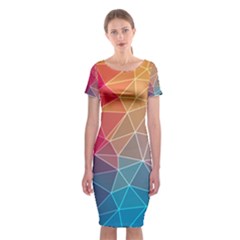 Multicolored Geometric Origami Idea Pattern Classic Short Sleeve Midi Dress by Jancukart