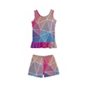 Multicolored Geometric Origami Idea Pattern Kids  Boyleg Swimsuit View1