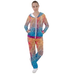 Multicolored Geometric Origami Idea Pattern Women s Tracksuit