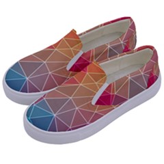 Multicolored Geometric Origami Idea Pattern Kids  Canvas Slip Ons