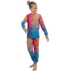 Multicolored Geometric Origami Idea Pattern Kids  Long Sleeve Set 