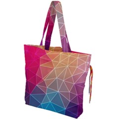 Multicolored Geometric Origami Idea Pattern Drawstring Tote Bag