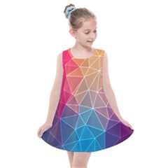 Multicolored Geometric Origami Idea Pattern Kids  Summer Dress