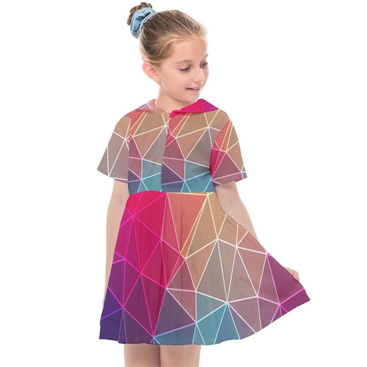 Multicolored Geometric Origami Idea Pattern Kids  Sailor Dress