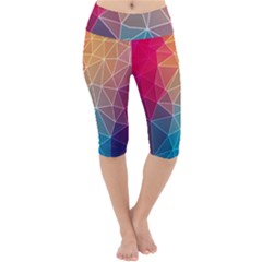 Multicolored Geometric Origami Idea Pattern Lightweight Velour Cropped Yoga Leggings by Jancukart