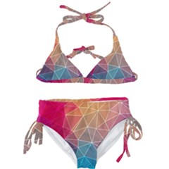 Multicolored Geometric Origami Idea Pattern Kids  Classic Bikini Set