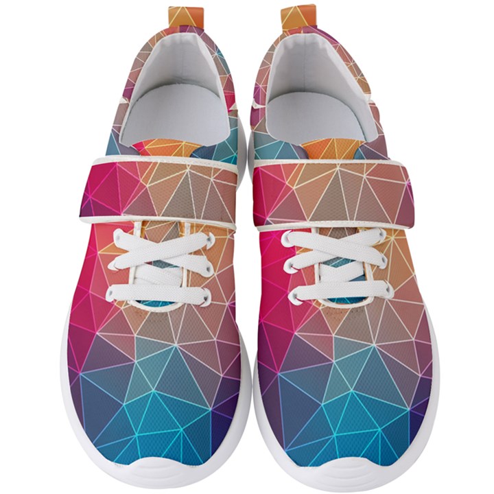 Multicolored Geometric Origami Idea Pattern Men s Velcro Strap Shoes