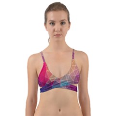 Multicolored Geometric Origami Idea Pattern Wrap Around Bikini Top