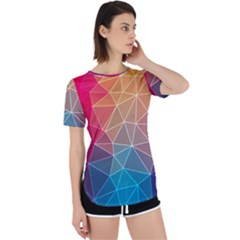 Multicolored Geometric Origami Idea Pattern Perpetual Short Sleeve T-shirt