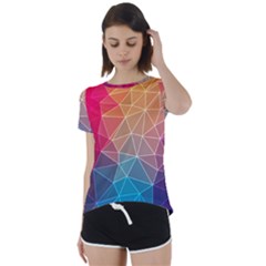 Multicolored Geometric Origami Idea Pattern Short Sleeve Open Back Tee