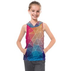 Multicolored Geometric Origami Idea Pattern Kids  Sleeveless Hoodie by Jancukart