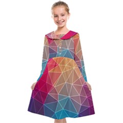 Multicolored Geometric Origami Idea Pattern Kids  Midi Sailor Dress