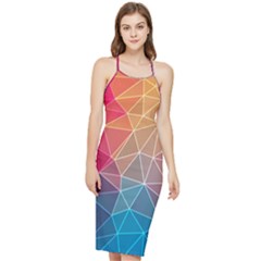 Multicolored Geometric Origami Idea Pattern Bodycon Cross Back Summer Dress by Jancukart