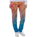 Multicolored Geometric Origami Idea Pattern Women s Casual Pants View1