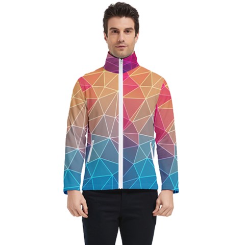 Multicolored Geometric Origami Idea Pattern Men s Bomber Jacket by Jancukart