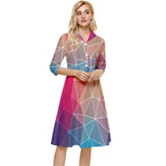 Multicolored Geometric Origami Idea Pattern Classy Knee Length Dress by Jancukart