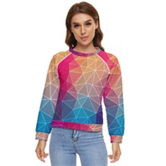 Multicolored Geometric Origami Idea Pattern Women s Long Sleeve Raglan Tee