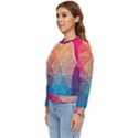 Multicolored Geometric Origami Idea Pattern Women s Long Sleeve Raglan Tee View2