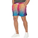 Multicolored Geometric Origami Idea Pattern Men s Runner Shorts View3