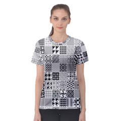 Black And White Geometric Patterns Women s Sport Mesh Tee