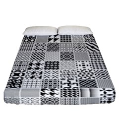 Black And White Geometric Patterns Fitted Sheet (california King Size) by Jancukart