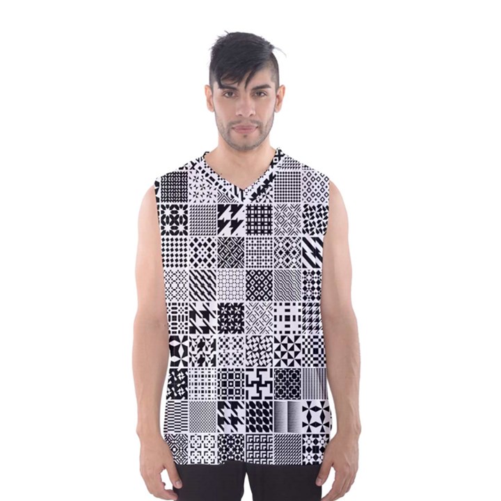 Black And White Geometric Patterns Men s Basketball Tank Top