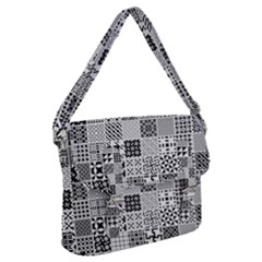 Black And White Geometric Patterns Buckle Messenger Bag by Jancukart