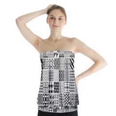 Black And White Geometric Patterns Strapless Top