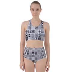 Black And White Geometric Patterns Racer Back Bikini Set