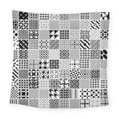 Black And White Geometric Patterns Square Tapestry (large)