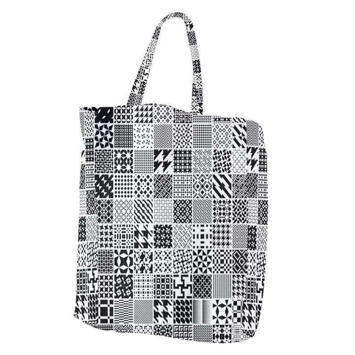 Black And White Geometric Patterns Giant Grocery Tote