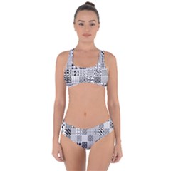 Black And White Geometric Patterns Criss Cross Bikini Set