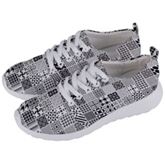 Black And White Geometric Patterns Men s Lightweight Sports Shoes