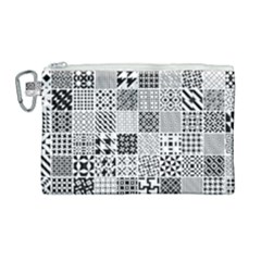 Black And White Geometric Patterns Canvas Cosmetic Bag (large)