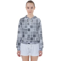 Black And White Geometric Patterns Women s Tie Up Sweat