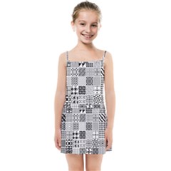 Black And White Geometric Patterns Kids  Summer Sun Dress by Jancukart