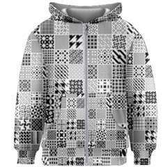 Black And White Geometric Patterns Kids  Zipper Hoodie Without Drawstring