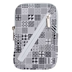 Black And White Geometric Patterns Belt Pouch Bag (small)