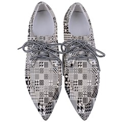 Black And White Geometric Patterns Pointed Oxford Shoes