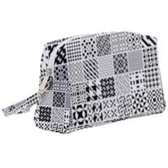 Black And White Geometric Patterns Wristlet Pouch Bag (large) by Jancukart