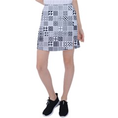 Black And White Geometric Patterns Tennis Skirt