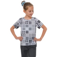 Black And White Geometric Patterns Kids  Mesh Piece Tee